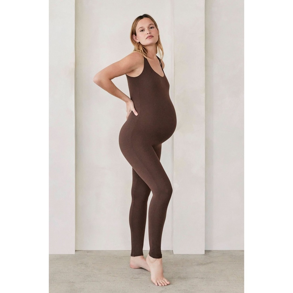 Bumpsuit The Lucy Maternity Unitard Women Small Chocolate Brown Excellent Scoop